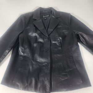 WILSON LEATHER PELLE STUDIO Jacket Womens Large Quilted Lining Black Vintage